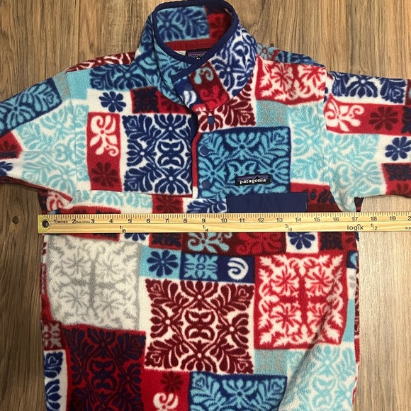 Patagonia Synchilla Snap-T Fleece Pullover XXS Patchwork Print Red Blue Vintage - Picture 8 of 14